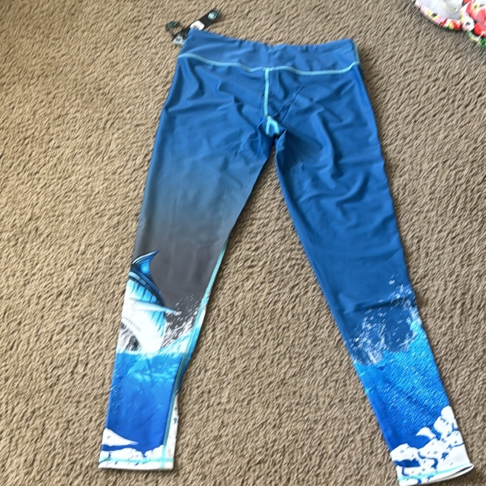 NEW!! Wave Life Blue Marlin Active Leggings - Picture 11 of 13